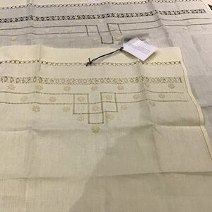 -Set of Bath and Hand Towels Handmade and hand embroidered in lovely ecru colour